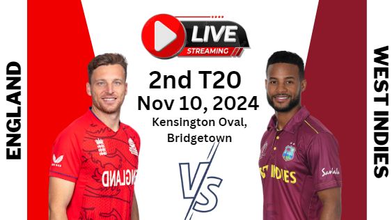 [2nd T20] West Indies Vs England Cricket Live Stream 2024